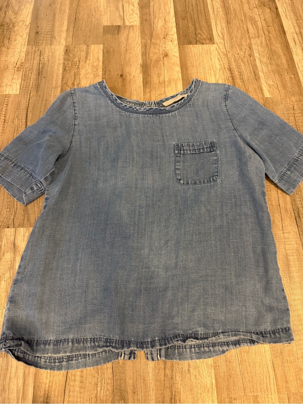 Light Blue Denim Pocket Tee - Loft